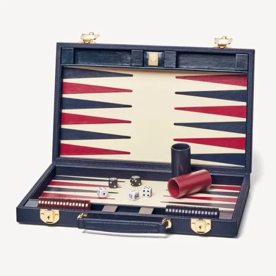 15inch Backgammon Set Navy Pebble Women Aspinal Of London Luxury Games
