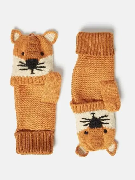 Accessories Boys Joules Orange Fox Character Gloves
