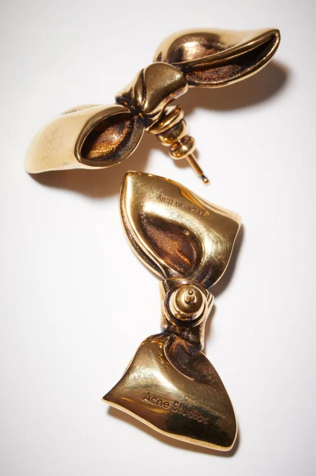 Acne Studios Bow Earrings Antique Gold Men Jewellery