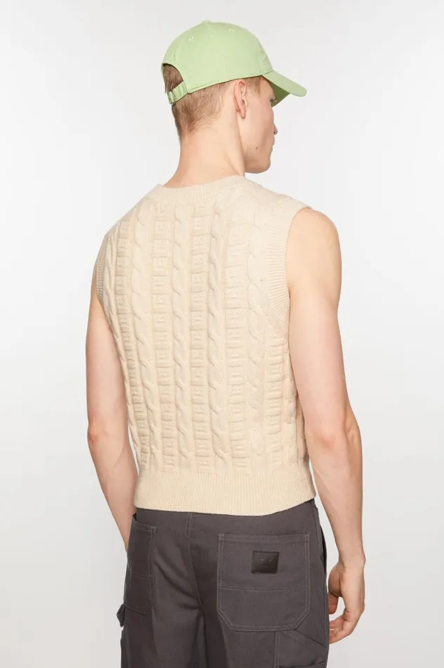Acne Studios Cable Wool Sleeveless Jumper Oatmeal Melange Women Knitwear