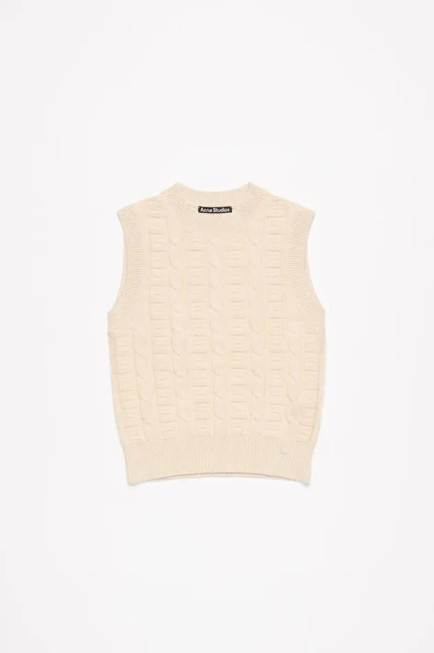 Acne Studios Cable Wool Sleeveless Jumper Oatmeal Melange Women Knitwear