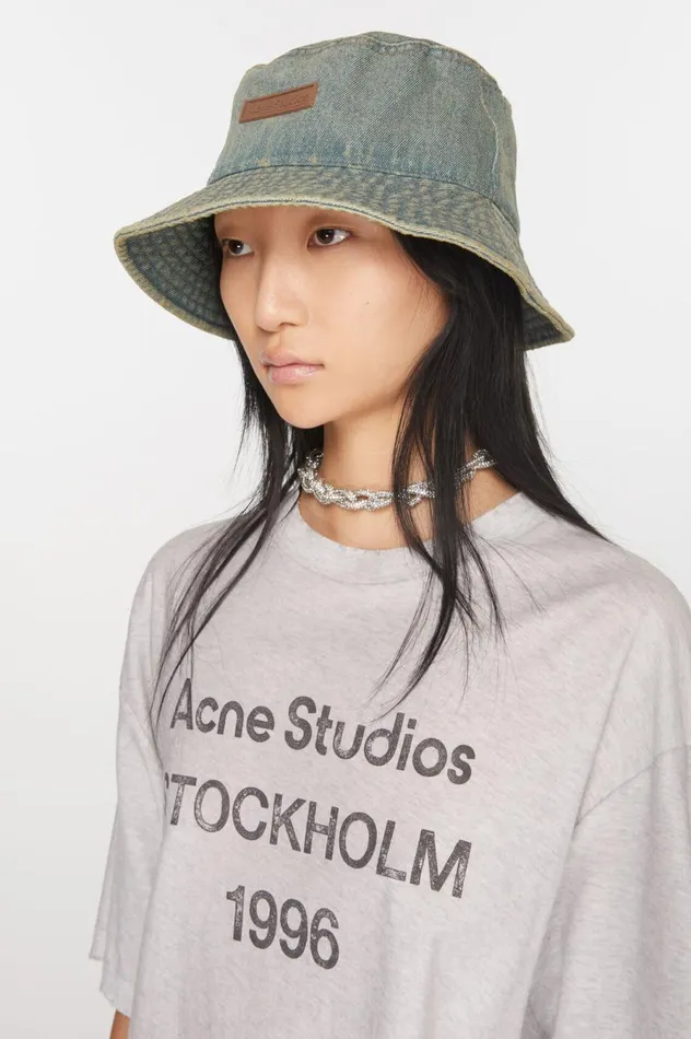 Acne Studios Denim Bucket Hat Bluebeige Women Hats