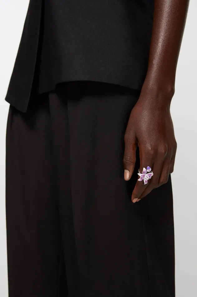 Acne Studios Flower Ring Silverlight Purple Men Jewellery
