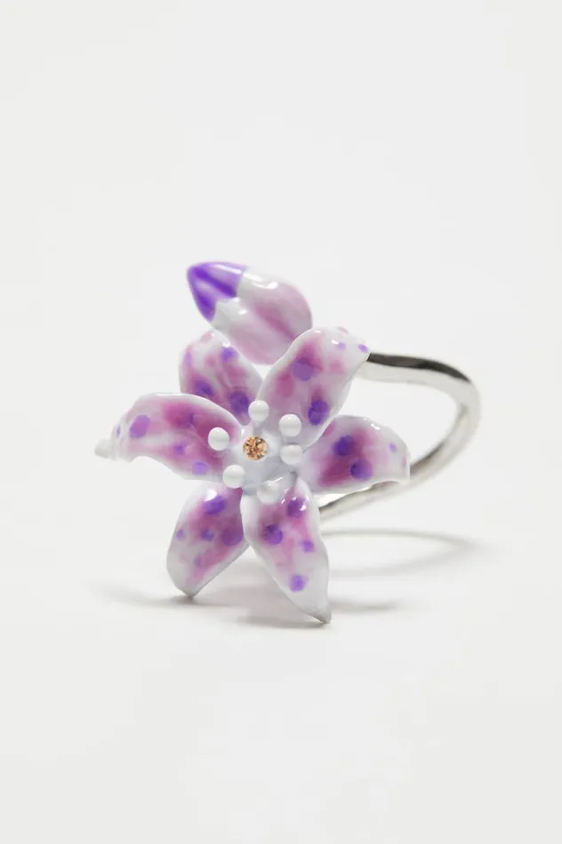 Acne Studios Flower Ring Silverlight Purple Men Jewellery