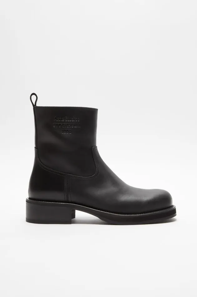 Acne Studios Leather Waxed Boots Black Men Shoes