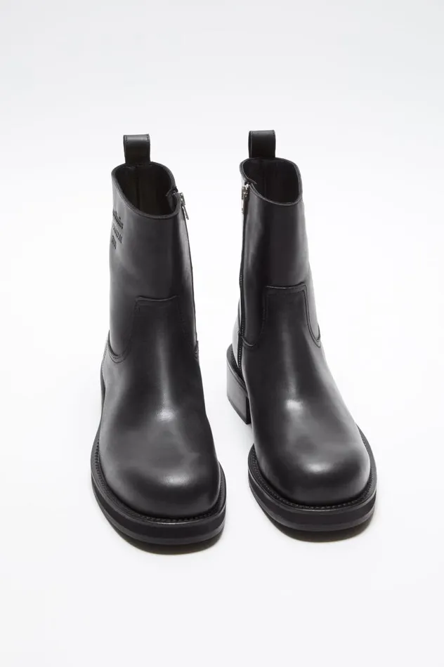 Acne Studios Leather Waxed Boots Black Men Shoes