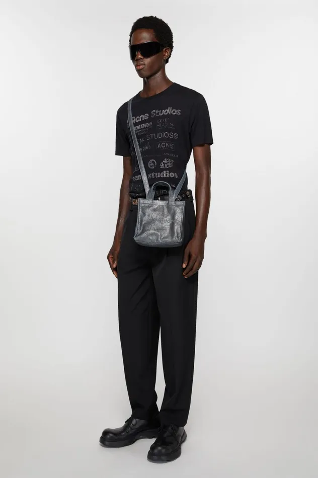 Acne Studios Logo Mini Shoulder Tote Bag Silverblue Women Bags
