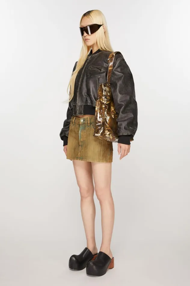 Acne Studios Logo Shoulder Tote Bag Cognac Brown Multi Women Bags
