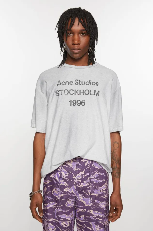 Acne Studios Logo Tshirt 8211 Relaxed Unisex Fit Pale Grey Melange Men Tshirts Acne Studios Logo Tshirt 8211 Relaxed Unisex Fit Pale Grey Melange Men Tshirts