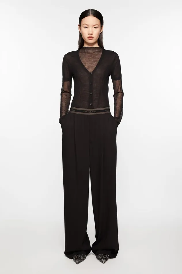 Acne Studios Logo Tape Trousers Black Women Trousers