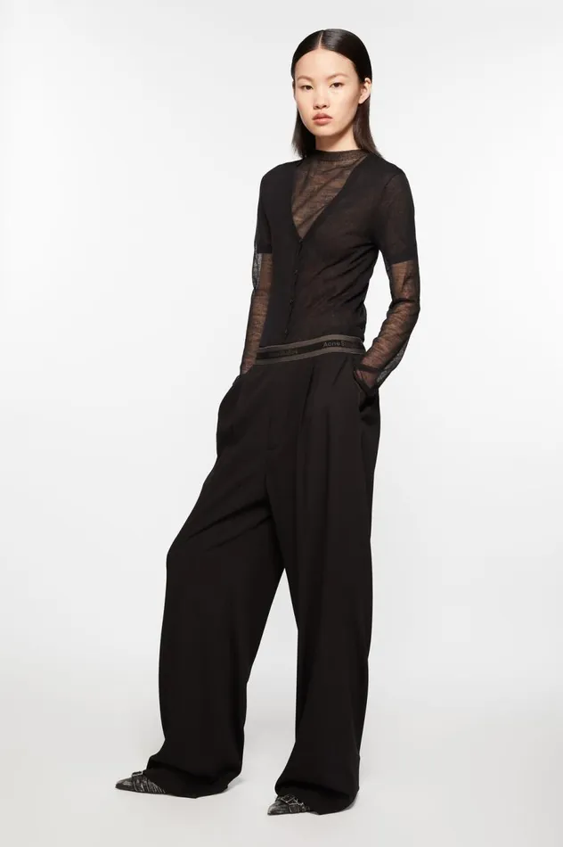 Acne Studios Logo Tape Trousers Black Women Trousers