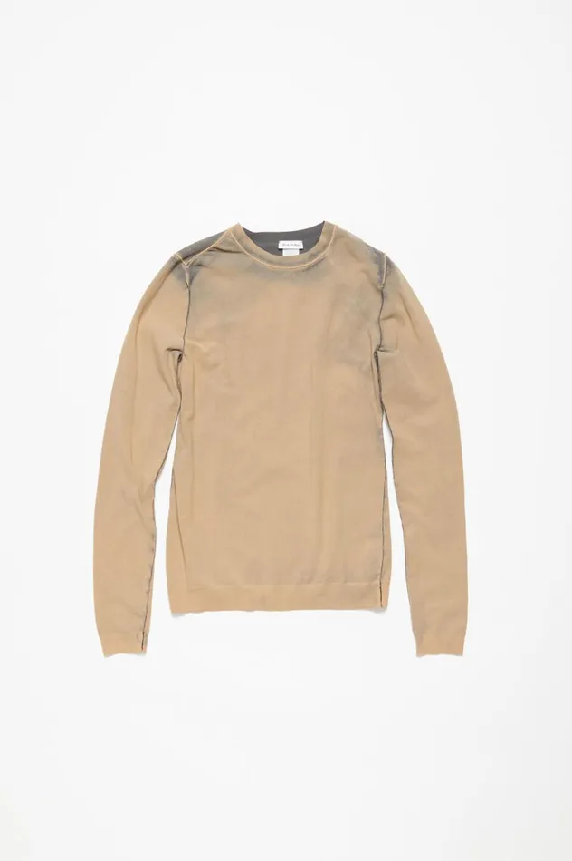 Acne Studios Long Sleeve Cutout Tshirt Desert Beige Women Knitwear