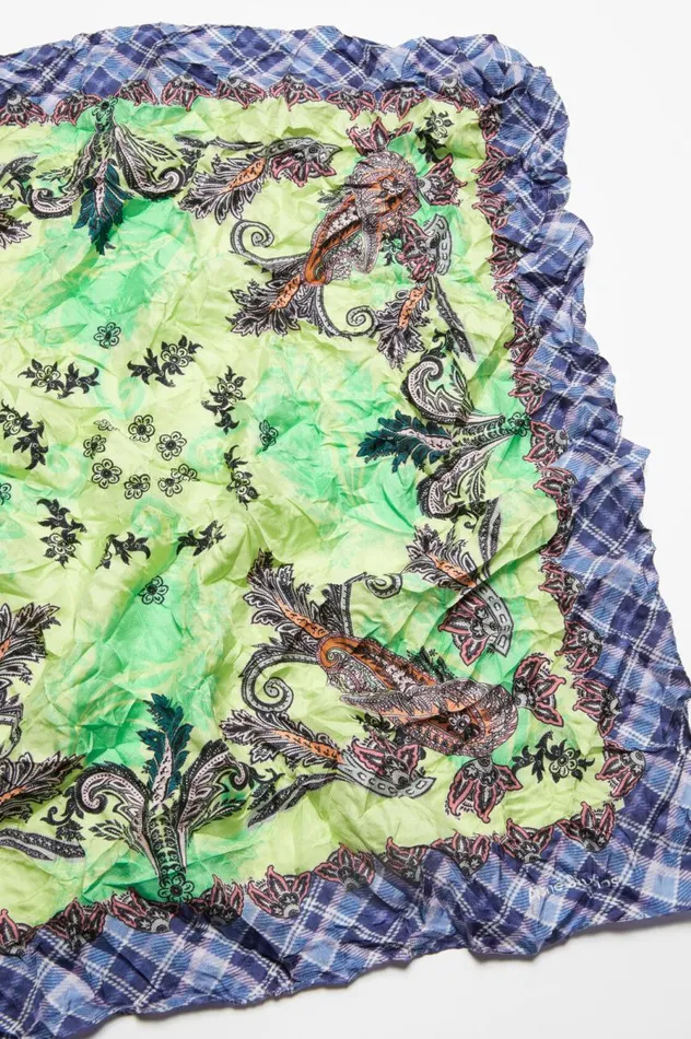 Acne Studios Print Silk Scarf Greenblue Women Scarves