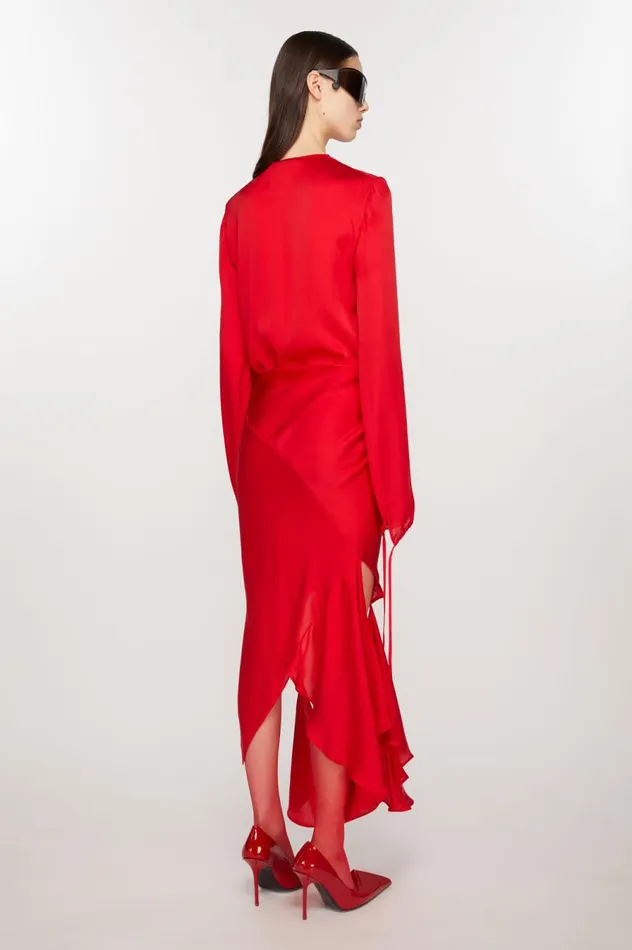 Acne Studios Silk Cutout Skirt Bright Red Women Skirts