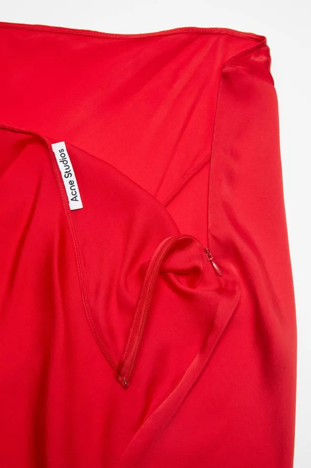 Acne Studios Silk Cutout Skirt Bright Red Women Skirts