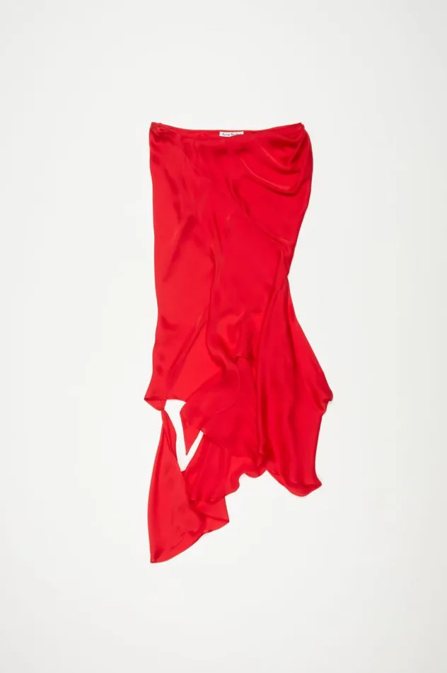 Acne Studios Silk Cutout Skirt Bright Red Women Skirts
