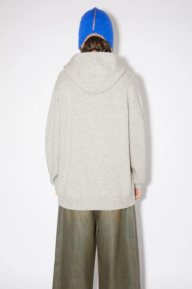 Acne Studios Wool Cashmere Hoodie Light Grey Melange Men Knitwear