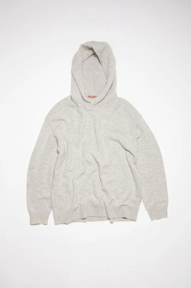 Acne Studios Wool Cashmere Hoodie Light Grey Melange Men Knitwear