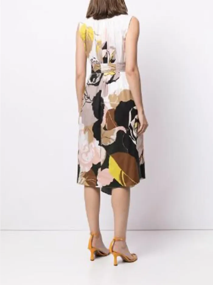 Adam Lippes Dresses and Jumpsuits Asymmetrical Dress In Printed Poplin Ivory Floral B 8211 Women