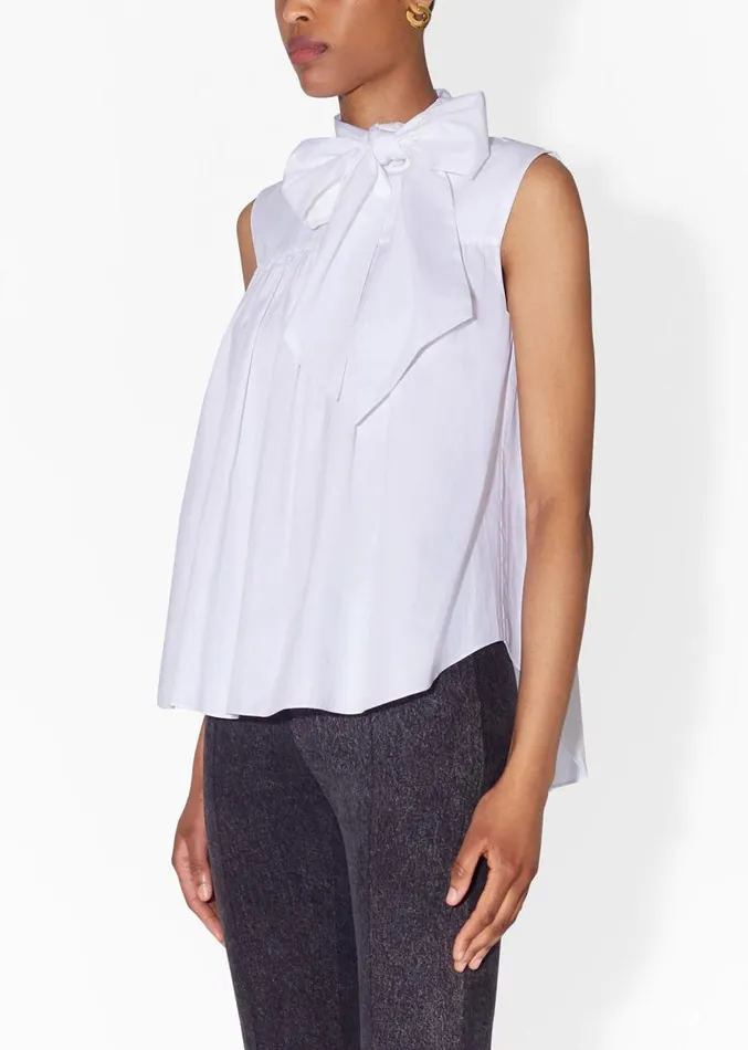 Adam Lippes Tops Bow Top In Cotton Poplin White 8211 Women