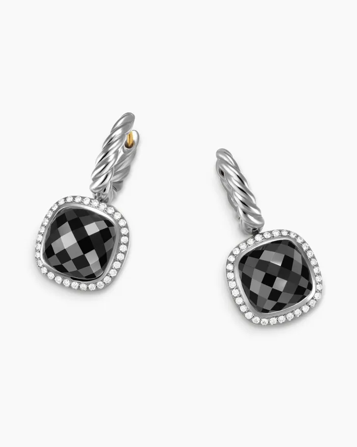 Albion Drop Earrings In Sterling Silver With Black Onyx And Diamonds 10mm Women David Yurman Drop Albion Drop Earrings In Sterling Silver With Black Onyx And Diamonds 10mm Women David Yurman Drop