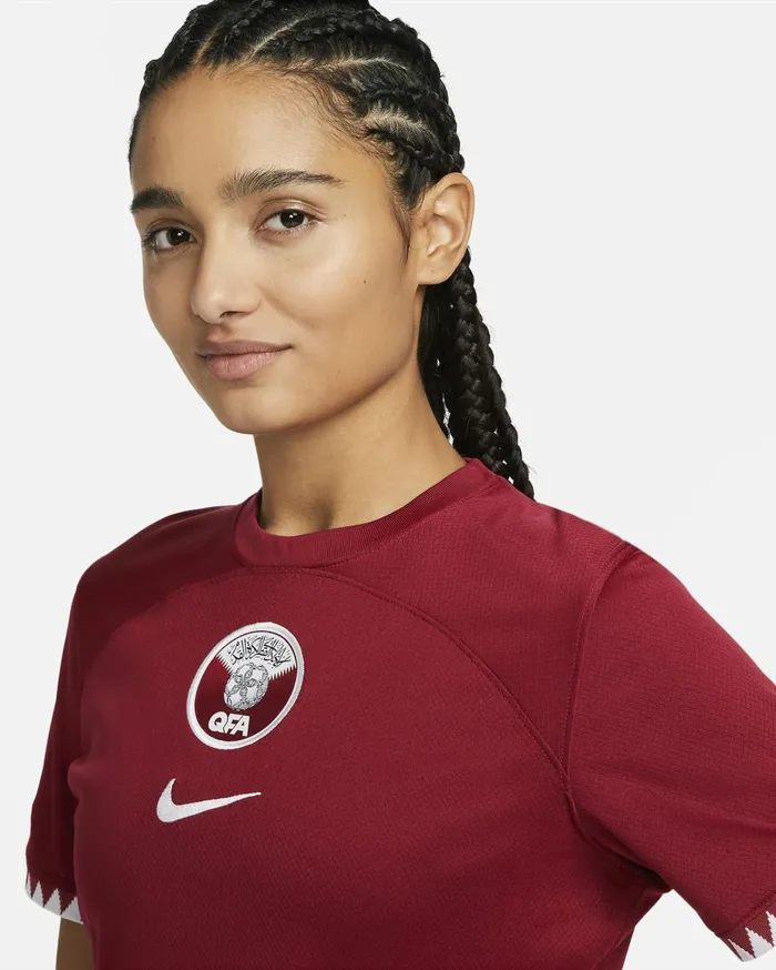 All Clothing Women Nike Qatar 202223 Stadium Home Desert Maroonwhite