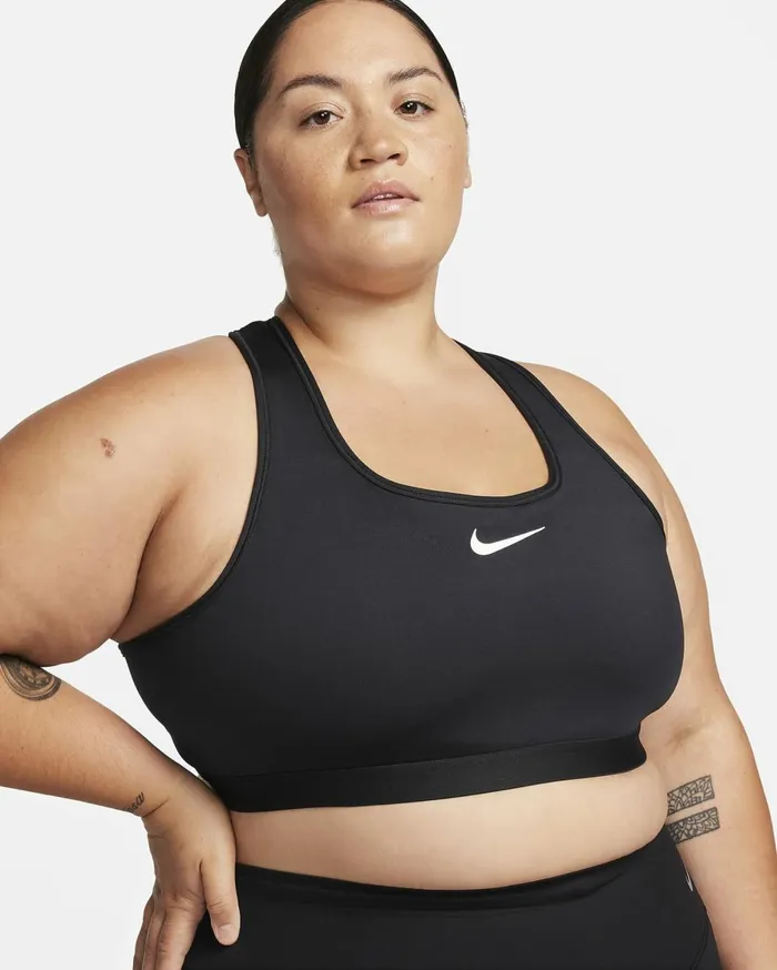 All Clothing Women Nike Swoosh High Support Blackiron Greywhite