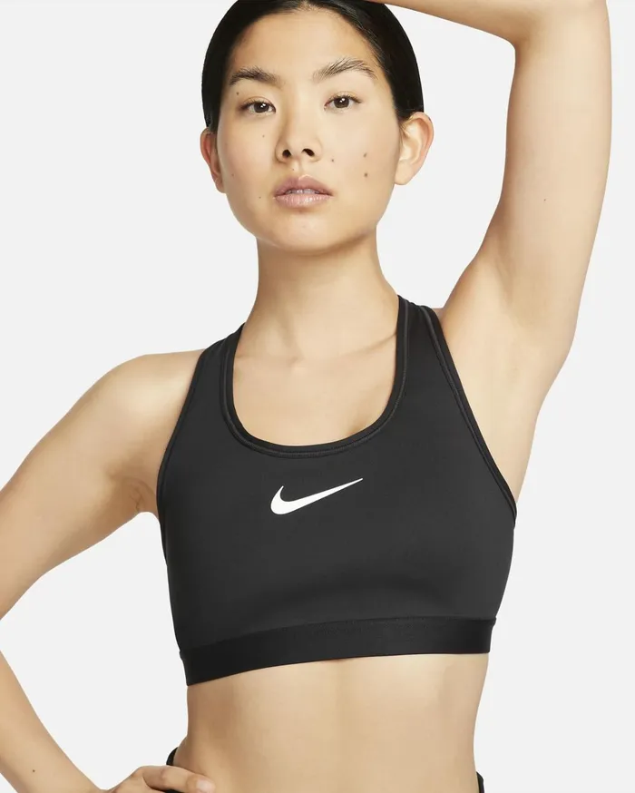 All Clothing Women Nike Swoosh High Support Blackiron Greywhite