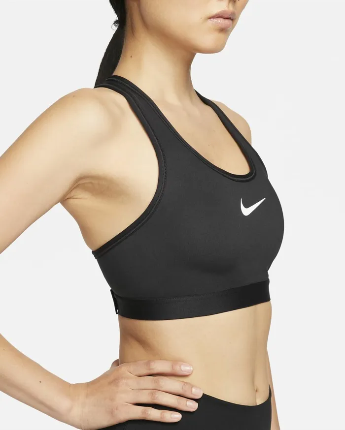All Clothing Women Nike Swoosh High Support Blackiron Greywhite