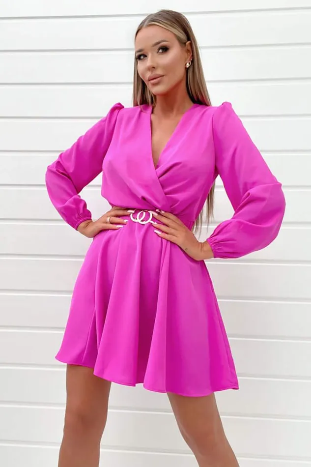 AX Paris Dresses Cerise Wrap Over Belted Skater Dress