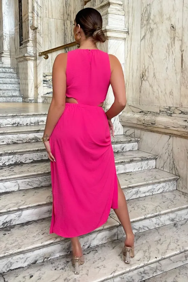 AX Paris Dresses Hot Pink Cut Out Midi Dress