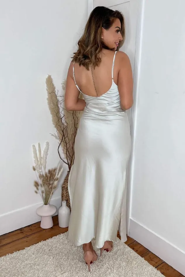 AX Paris Dresses Oyster Satin Cowl Neck Midi Dress