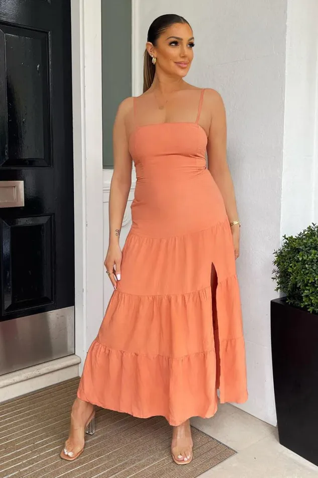 AX Paris Dresses Terracotta Strappy Smock Midi Dress
