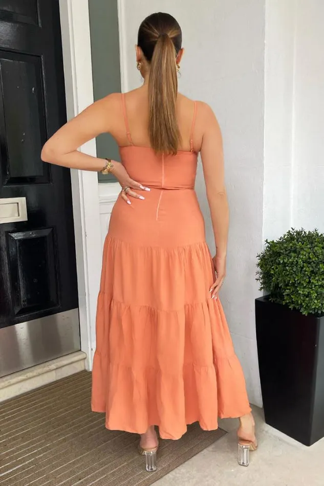 AX Paris Dresses Terracotta Strappy Smock Midi Dress