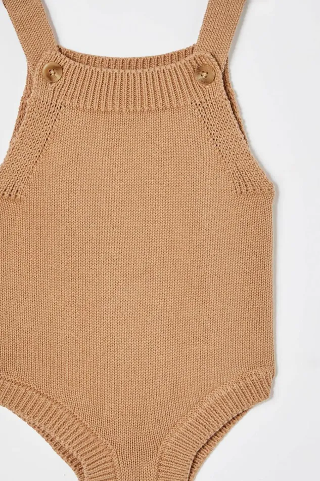Baby Rompers and Bubbysuits Cotton On Organic Knit Bubbbysuit Taupy Brown