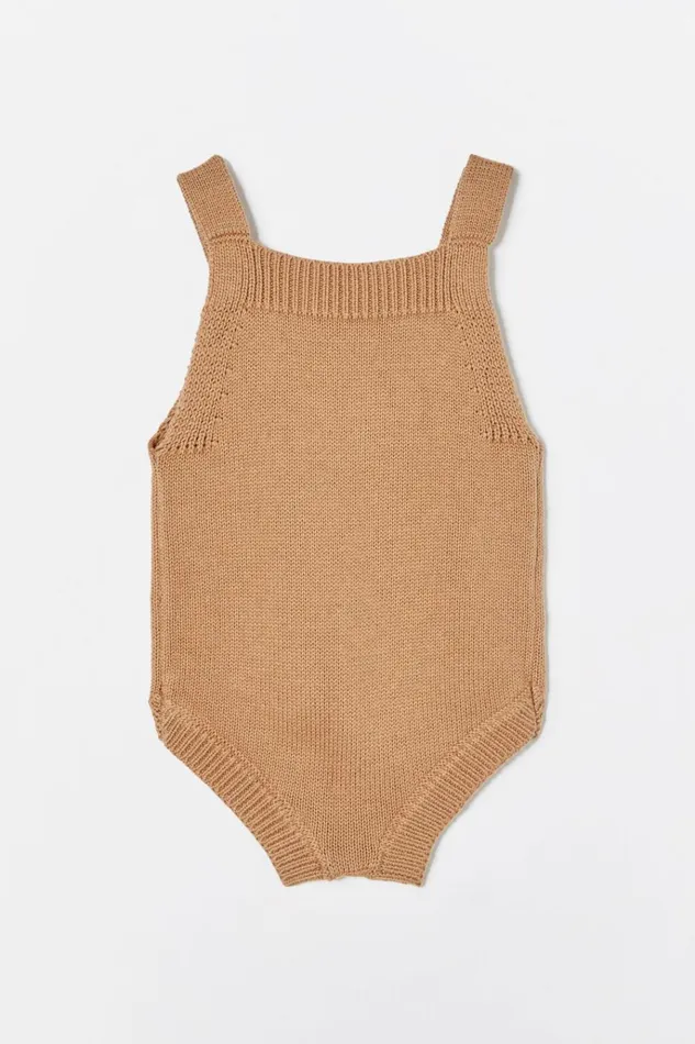 Baby Rompers and Bubbysuits Cotton On Organic Knit Bubbbysuit Taupy Brown