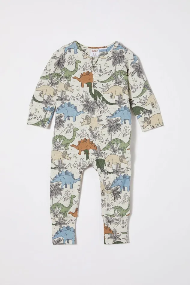 Baby Rompers and Bubbysuits Cotton On The Billie Long Sleeve Zip Romper Oatmeal Marledino Night Baby Rompers and Bubbysuits Cotton On The Billie Long Sleeve Zip Romper Oatmeal Marledino Night