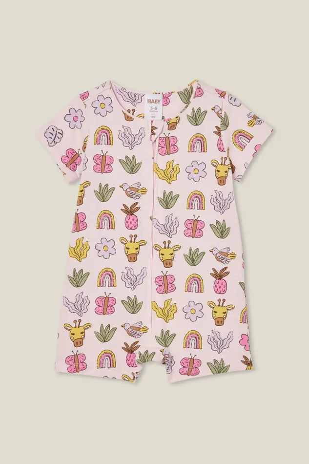 Baby Rompers and Bubbysuits Cotton On The Billie Short Sleeve Zip Romper Ballerinatropical Girl Jungle Baby Rompers and Bubbysuits Cotton On The Billie Short Sleeve Zip Romper Ballerinatropical Girl Jungle