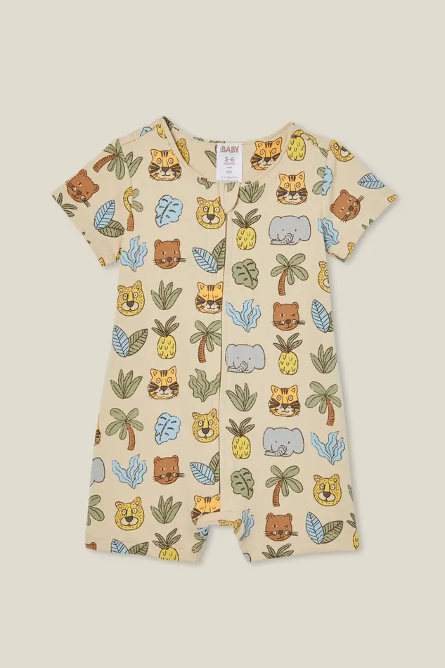 Baby Rompers and Bubbysuits Cotton On The Billie Short Sleeve Zip Romper Rainy Daytropical Boy Jungle Baby Rompers and Bubbysuits Cotton On The Billie Short Sleeve Zip Romper Rainy Daytropical Boy Jungle