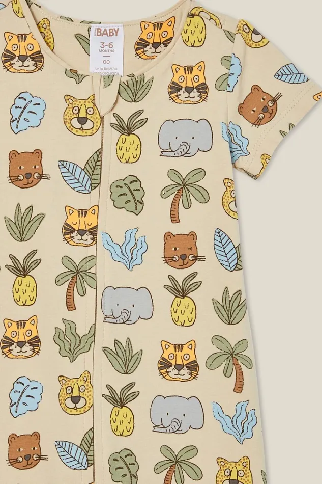 Baby Rompers and Bubbysuits Cotton On The Billie Short Sleeve Zip Romper Rainy Daytropical Boy Jungle Baby Rompers and Bubbysuits Cotton On The Billie Short Sleeve Zip Romper Rainy Daytropical Boy Jungle