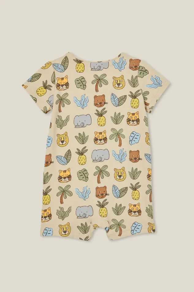 Baby Rompers and Bubbysuits Cotton On The Billie Short Sleeve Zip Romper Rainy Daytropical Boy Jungle Baby Rompers and Bubbysuits Cotton On The Billie Short Sleeve Zip Romper Rainy Daytropical Boy Jungle