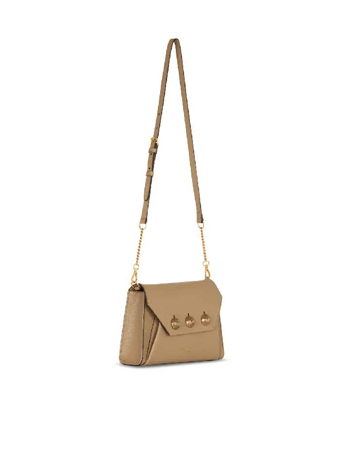 Balmain Clutches Women Emblegraveme Flap Grained Calfskin Bag Brown