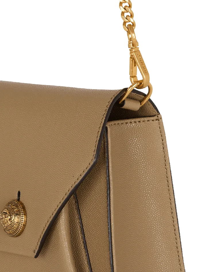 Balmain Clutches Women Emblegraveme Flap Grained Calfskin Bag Brown