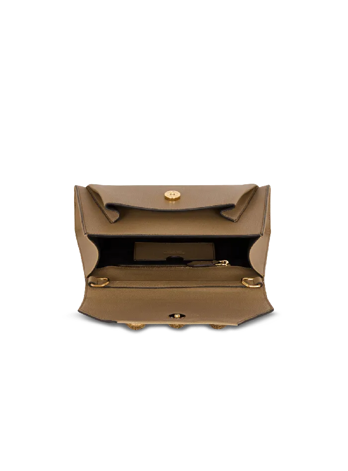 Balmain Clutches Women Emblegraveme Flap Grained Calfskin Bag Brown
