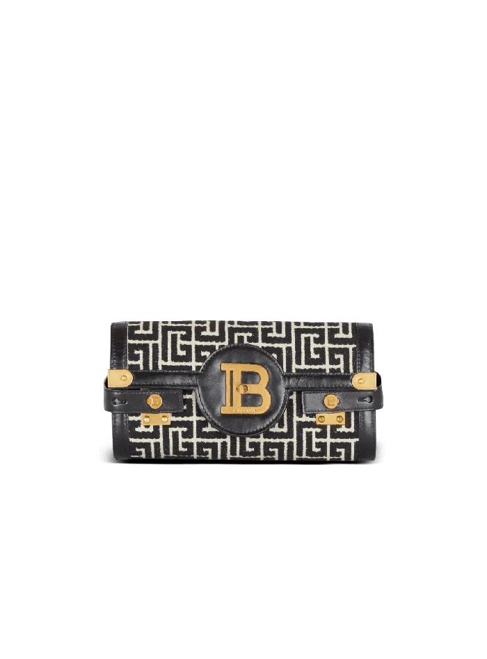 Balmain Crossbody Bags Women BBuzz 23 Jacquard And Leather Clutch Bag Black