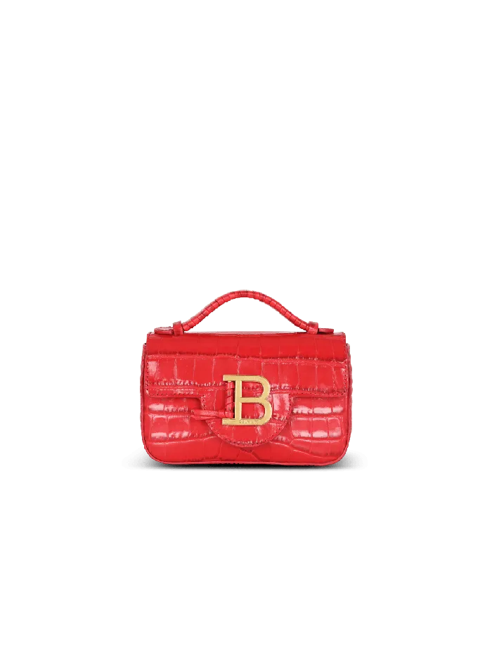 Balmain Handbags Women BBuzz Mini Bag In Crocodileprint Leather Red