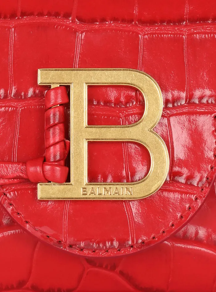Balmain Handbags Women BBuzz Mini Bag In Crocodileprint Leather Red