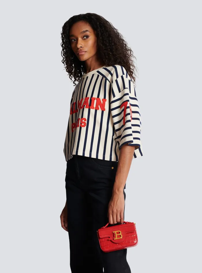 Balmain Handbags Women BBuzz Mini Bag In Crocodileprint Leather Red