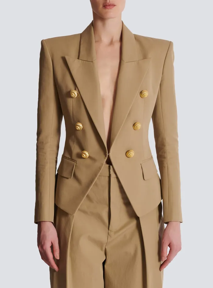 Balmain Jackets And Blazers Women 6button Cotton Jacket Beige