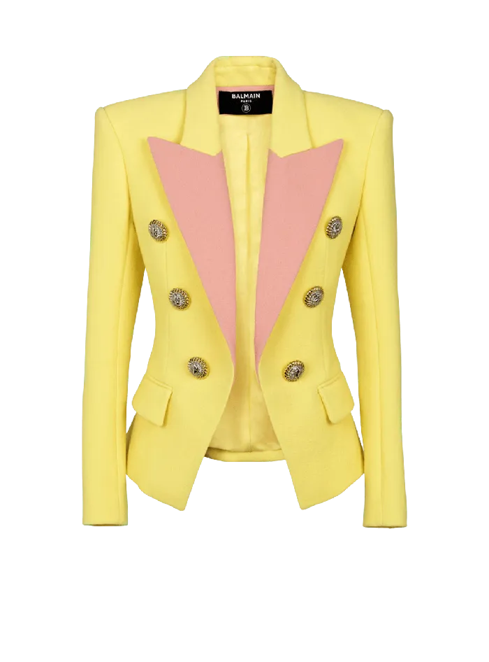 Balmain Jackets And Blazers Women 6button Double Crepe Twotone Jacket Yellow